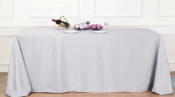 Silver Polyester Linen 90x156 (Fits Our 8ft Rectangular to 