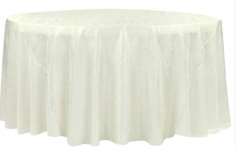 Ivory Crushed Taffeta Round Table Linen 120 (Fits Our 60in 