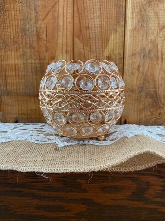 Rose Gold Crystal Candle Holder 3(CONTACT THE OFFICE TO BOO