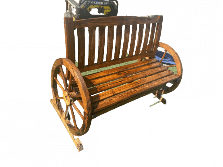 Wagon Wheel Wooden Bench  