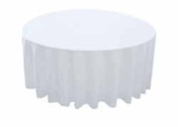 White Polyester 132in Round Table Linen (Fits Our 72in Round