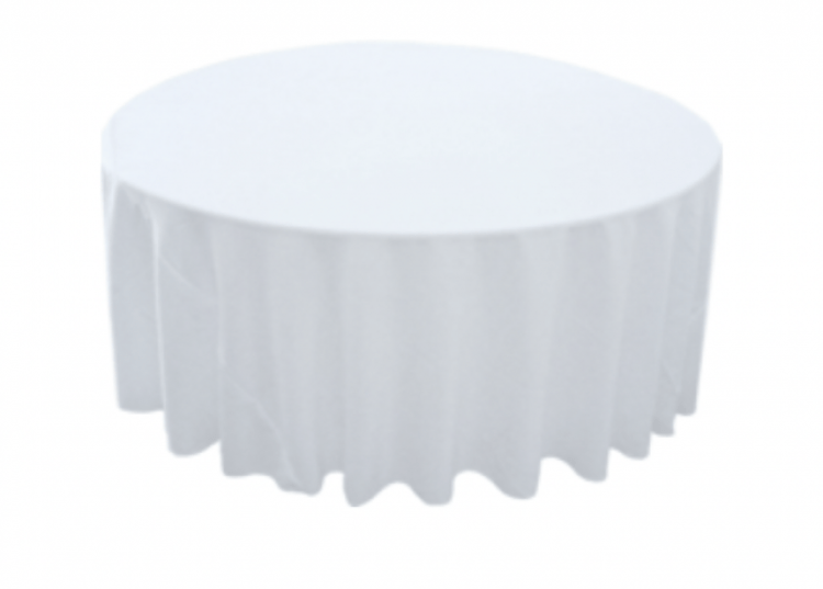 White Polyester 132in Round Table Linen (Fits Our 72in Round