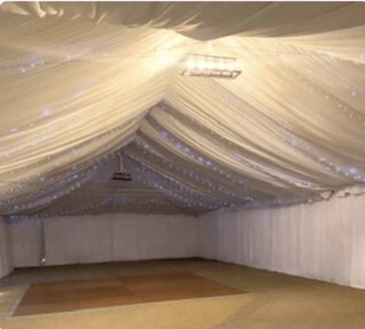 30x30 Full Draped Frame Tent (lights not included) Call our 