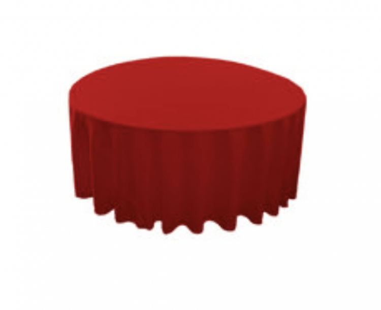 Red Polyester 108in Round Table Linen (Fits Our 48in Round T