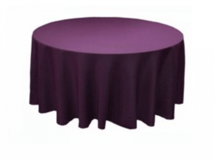 Purple Polyester 120in Round Tablecloth (Fits Our 60in Round