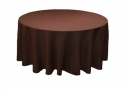 Chocolate Polyester 120in Round Tablecloth (Fits Our 60in Ro