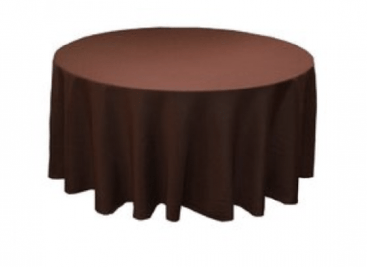 Chocolate Polyester 120in Round Tablecloth (Fits Our 60in Ro