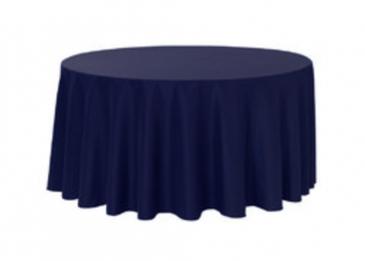 Navy Blue Polyester 132in Round Table Linen (Fits Our 72in R