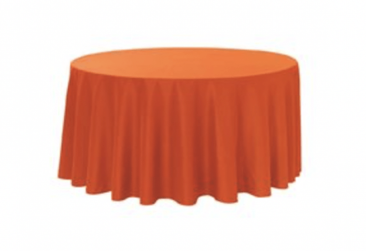 Orange Polyester 108in Round Table Linen (Fits Our 48in Roun