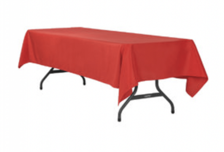 Red Polyester Linen 60x96in (Fits Our 6ft Rectangular Table 