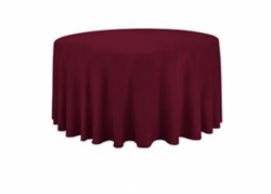 Burgundy Polyester 108in Round Tablecloth (Fits Our 48in Rou