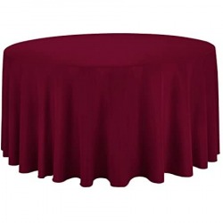 Burgundy Polyester 120in Round Tablecloth (Fits Our 60in Rou