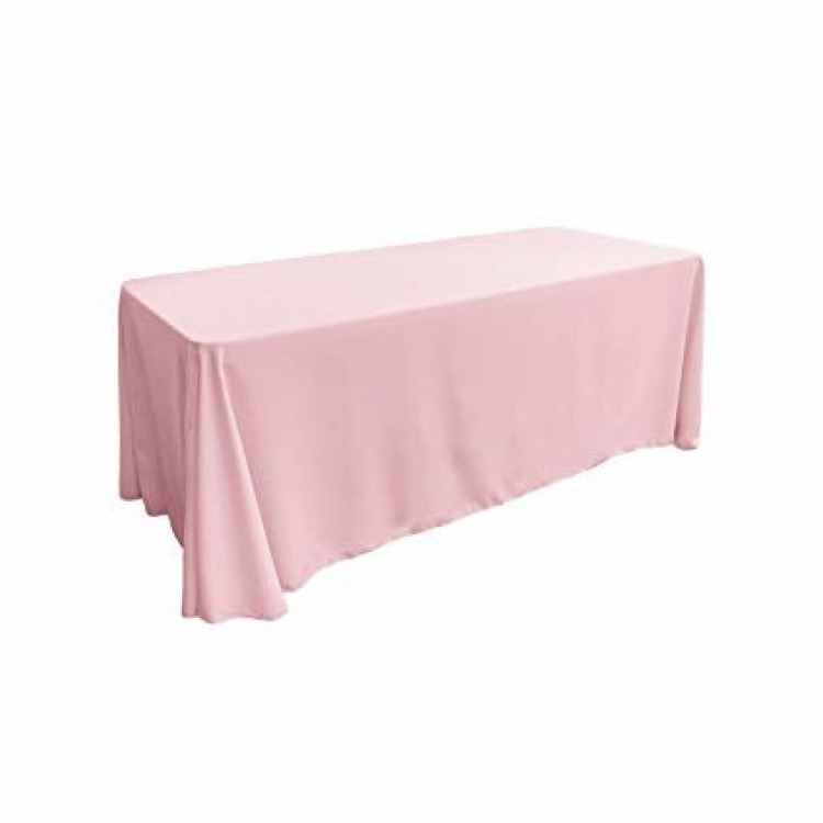 Blush Pink Polyester Linen 90x132 (Fits Our 6ft Rectangular