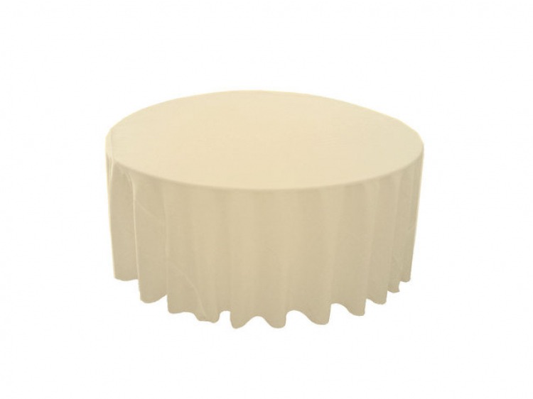 Ivory Polyester 120in Round Tablecloth (Fits Our 60in Round 