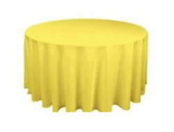 Yellow Polyester 120in Round Tablecloth (Fits Our 60in Round