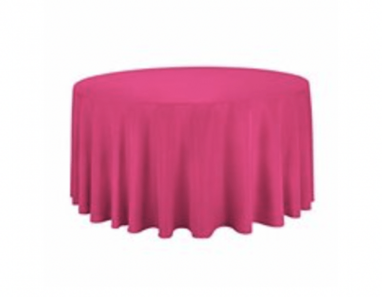 Fuchsia Polyester 132in Round Table Linen (Fits Our 72in Rou