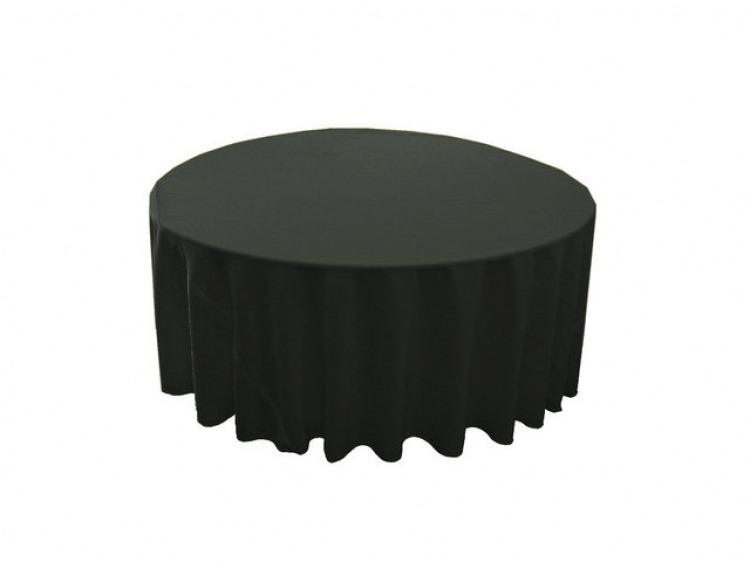 Black Polyester Round Tablecloth 120 (Fits Our 60in Round T
