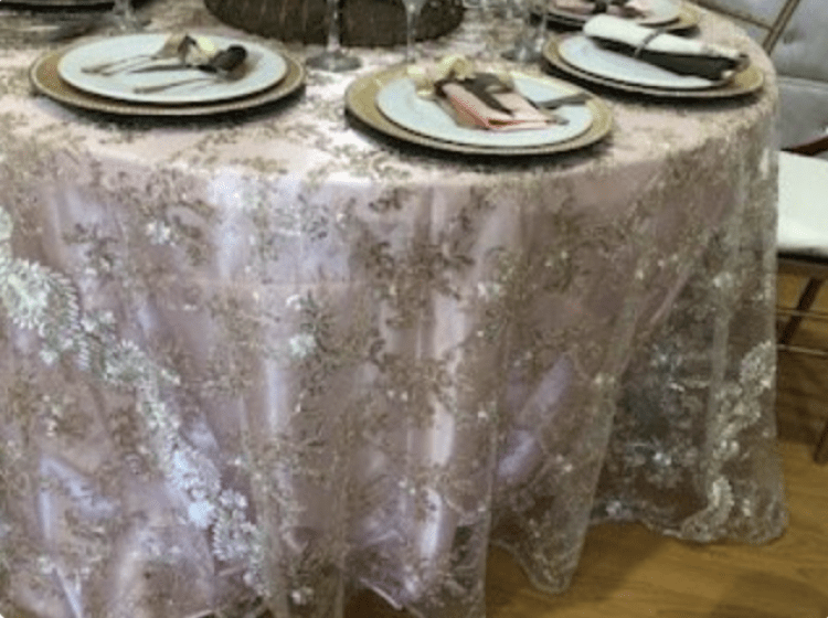 Lace 120in Round Tablecloth (Fits Our 60in Round Table to th