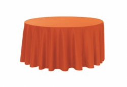 Orange Polyester 132in Round Table Linen (Fits Our 72in Roun