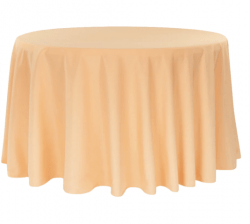 Peach Polyester 120in Round Tablecloth (Fits Our 60in Round 