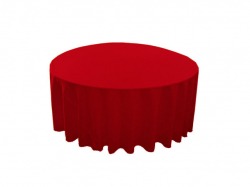 Red Polyester 120in Round Tablecloth (Fits Our 60in Round Ta