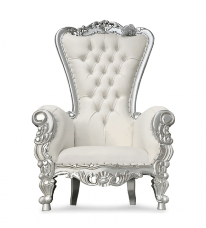 White Silver Throne Chair 