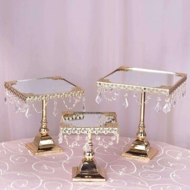 Gold Square Cake Stand (Set of 3)(CONTACT THE OFFICE TO BOOK