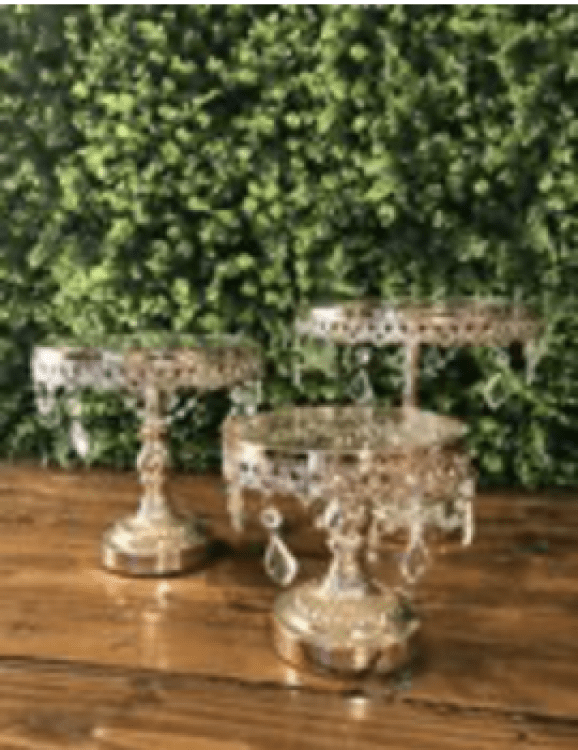 Gold Cake Stand Set of 3(CONTACT THE OFFICE TO BOOK)