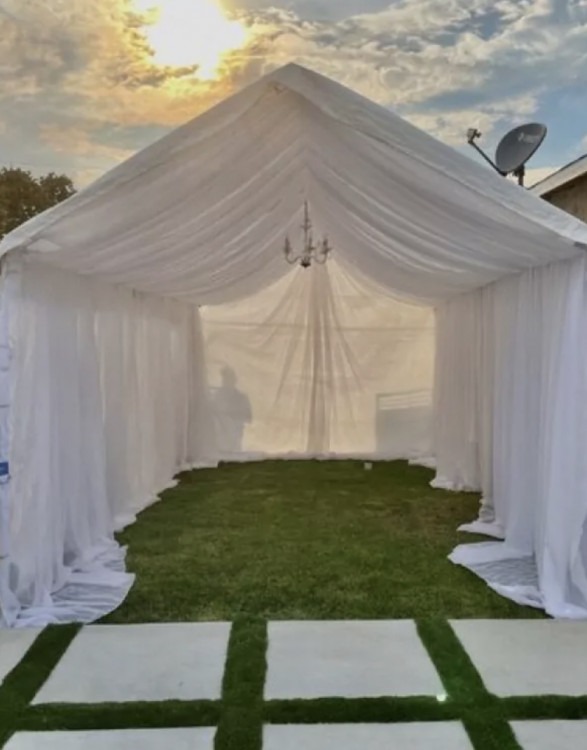 zelt über pool SunnyTent Poolüberdachung Rund Größe L ø5.40m Exclusive Cor:Azul Claro-Laranja What is the best