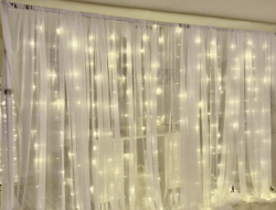 Ivory Sheer Pipe and Drape 7ft Tall x 10ft Wide with twinkle