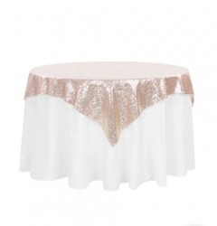 Blush Rose Gold Sequin Table Overlay 54x54