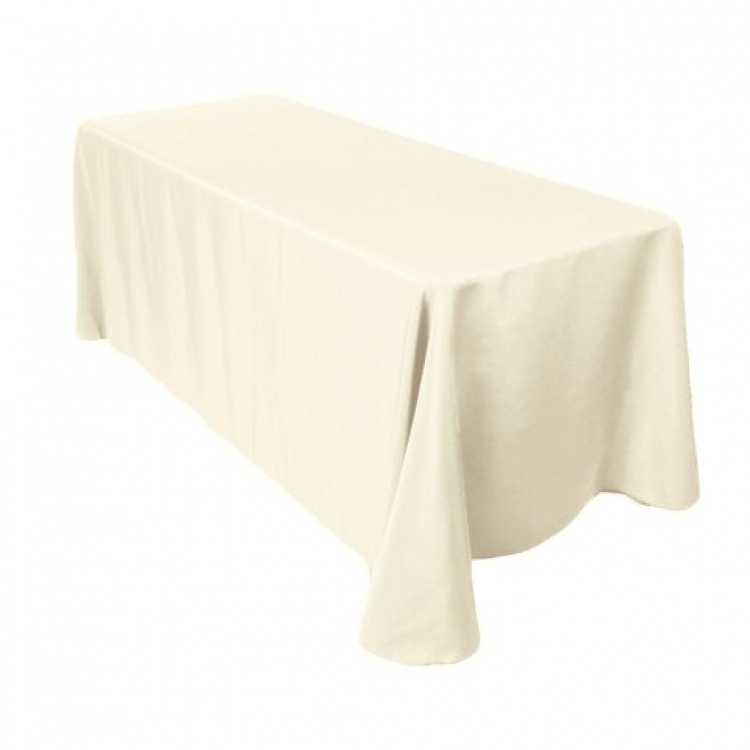 Ivory Polyester Rectangular 90x132in Linen to Floor for 6ft 