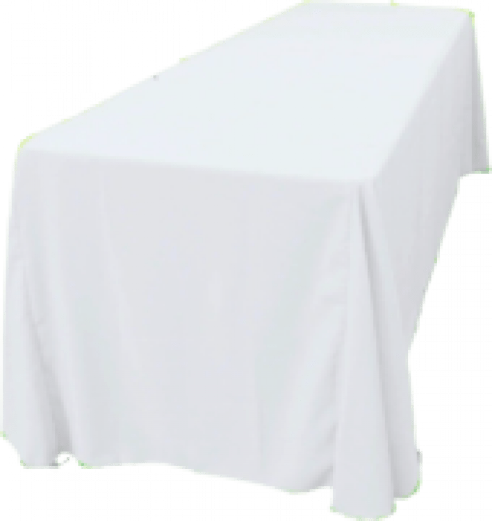 White Polyester Rectangular 90x132in Linen to Floor for 6ft 