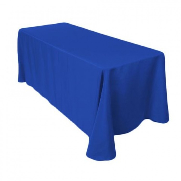 Royal Blue Polyester Rectangular 90x132in Linen to Floor for