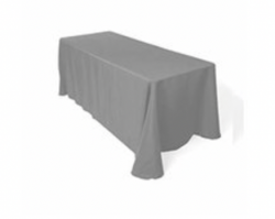 Grey Polyester Rectangular 90x132in Linen to Floor for 6ft T