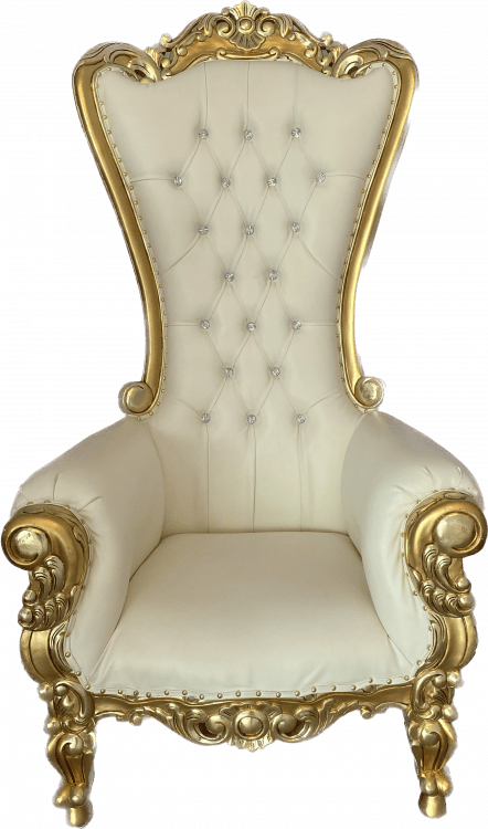 gold and white throne chair