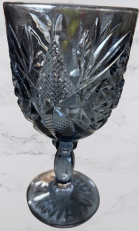 crystal dusty blue goblet