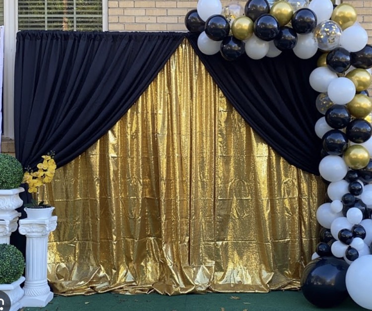 2 layer Black and gold backdrop 8ftx7ft (no decor)
